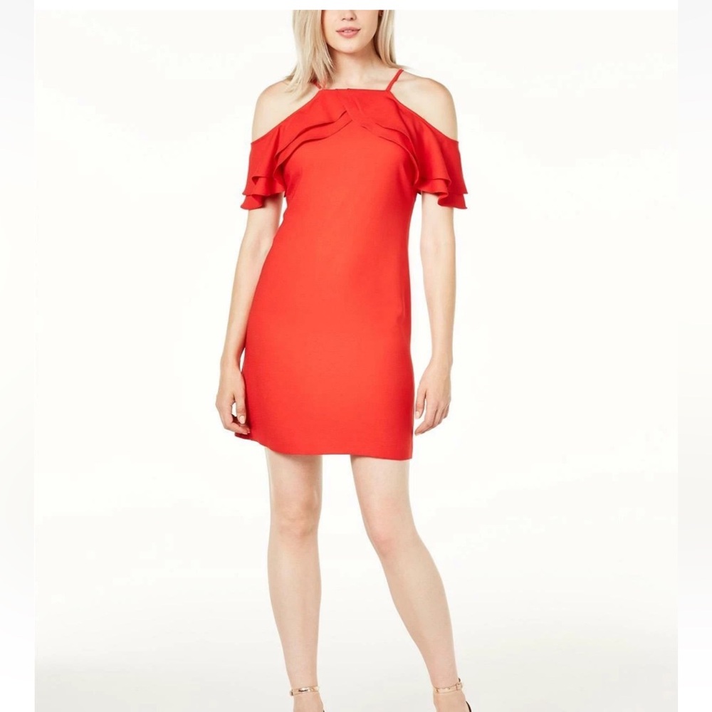 Laundry by Shelli Segal Red Cold-Shoulder A-line Cocktail Dress